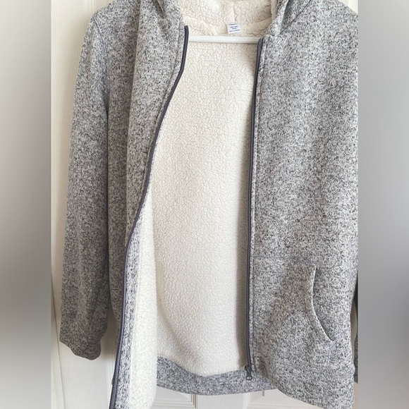 Old Navy 16 PLUS Full Zip Jacket Hoodie Sherpa Lined Sweater Knit GREY - Picture 5 of 9